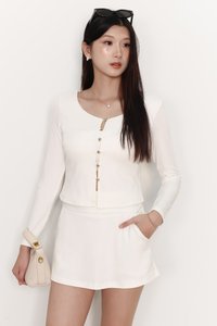Caedi Cardigan Co-ord Set in White