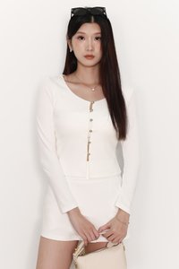 Caedi Cardigan Co-ord Set in White