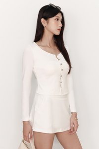 Caedi Cardigan Co-ord Set in White