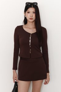 Caedi Cardigan Co-ord Set in Dark Brown