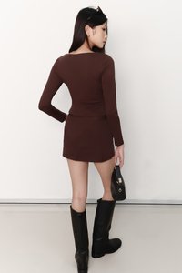 Caedi Cardigan Co-ord Set in Dark Brown