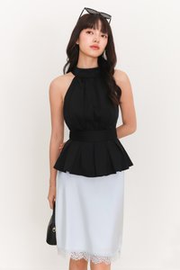 Helara Halter Peplum Top in Black