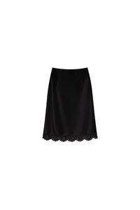 Maddy Midi Skirt With Lace Trim in Black