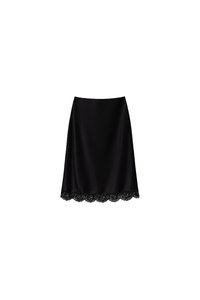 Maddy Midi Skirt With Lace Trim in Black