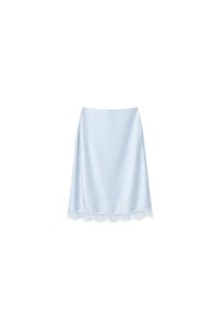 Maddy Midi Skirt With Lace Trim in Light Blue