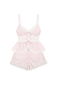 Lacey Lace Trim Co-ord Set in Pastel Pink