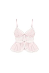 Lacey Lace Co-ord Peplum Top in Pastel Pink