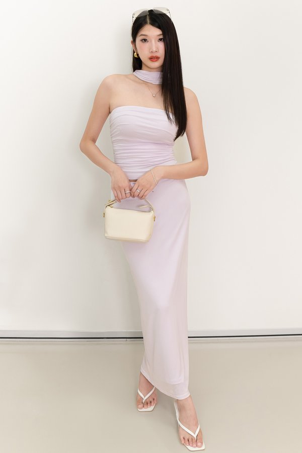 Cottie Co-ord Ruched Top With Sash in Light Lilac