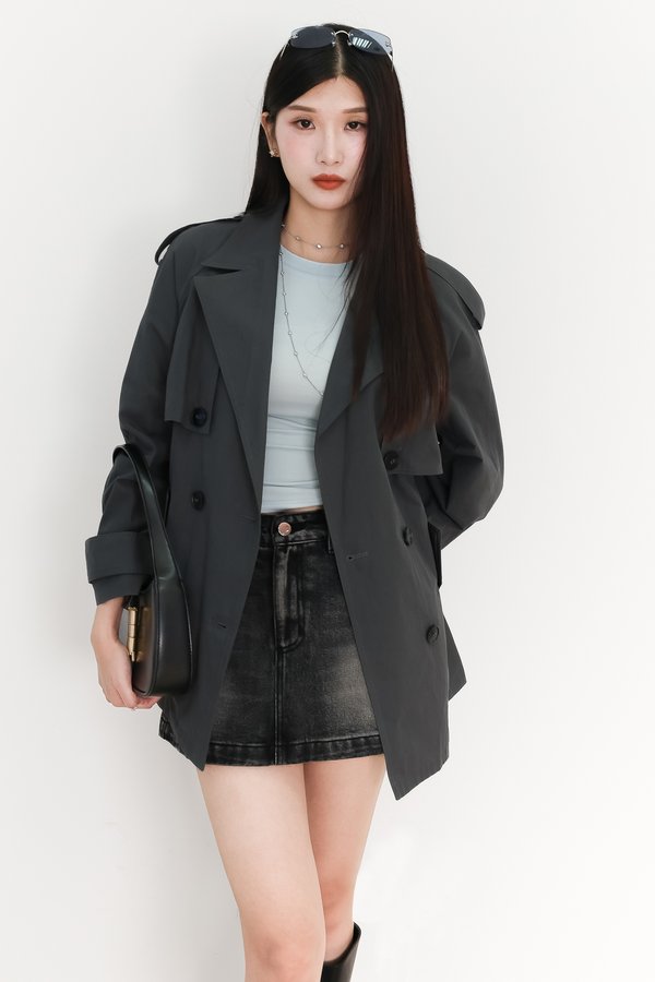 Tamie Trench Coat in Gunmetal