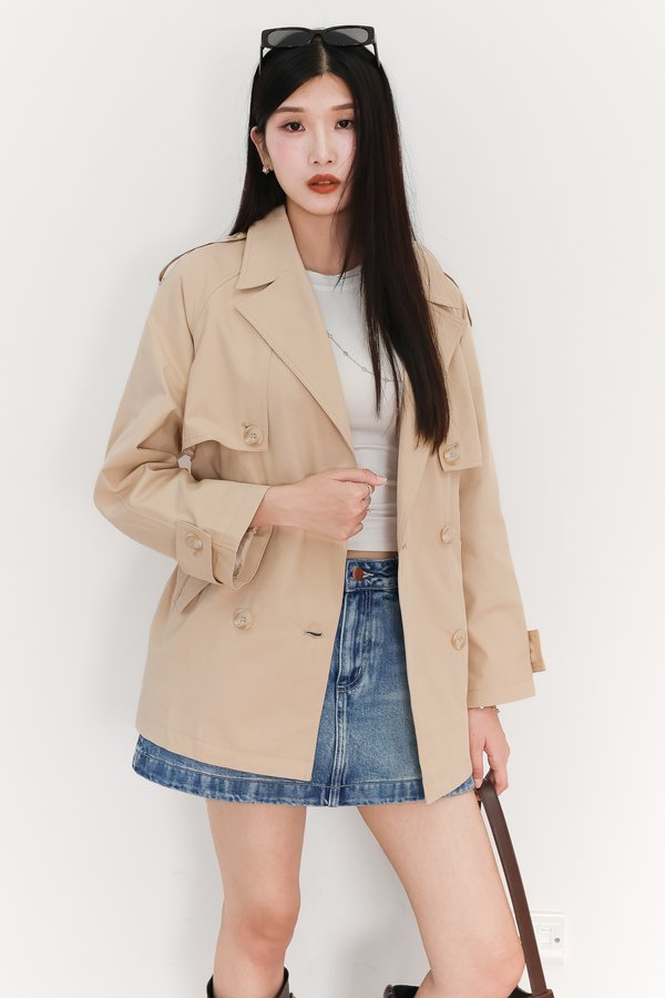 Tamie Trench Coat in Beige Khaki