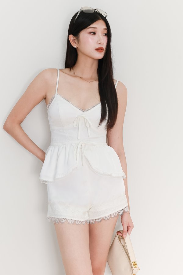 Lacey Lace Trim Co-ord Set in White