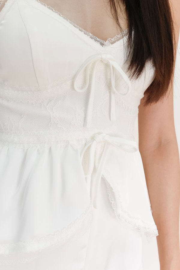 Lacey Lace Co-ord Peplum Top in White