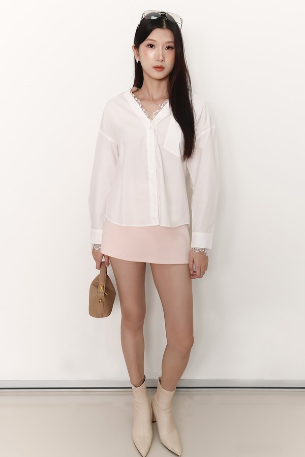 Loe Lace Trim Shirt in White