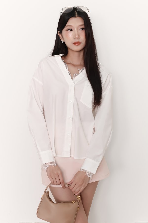Loe Lace Trim Shirt in White