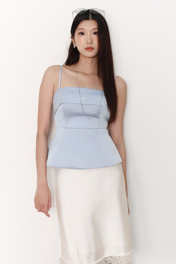Paige Peplum Top in Light Blue