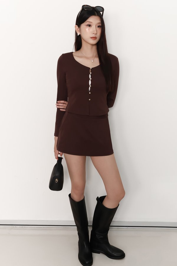 Caedi Co-ord Skorts in Dark Brown