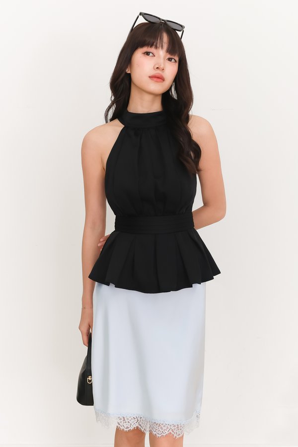 Helara Halter Peplum Top in Black