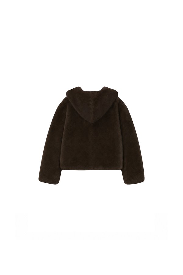 Fable Furry Jacket in Dark Brown