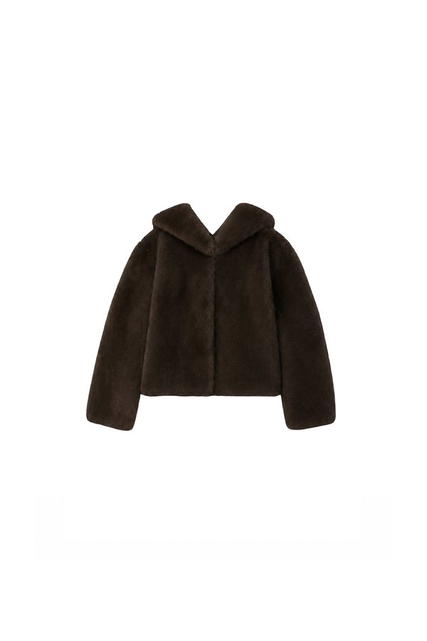 Fable Furry Jacket in Dark Brown