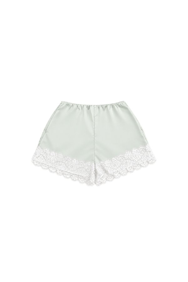 Lacey Lace Trim Co-ord Shorts in Soft Mint