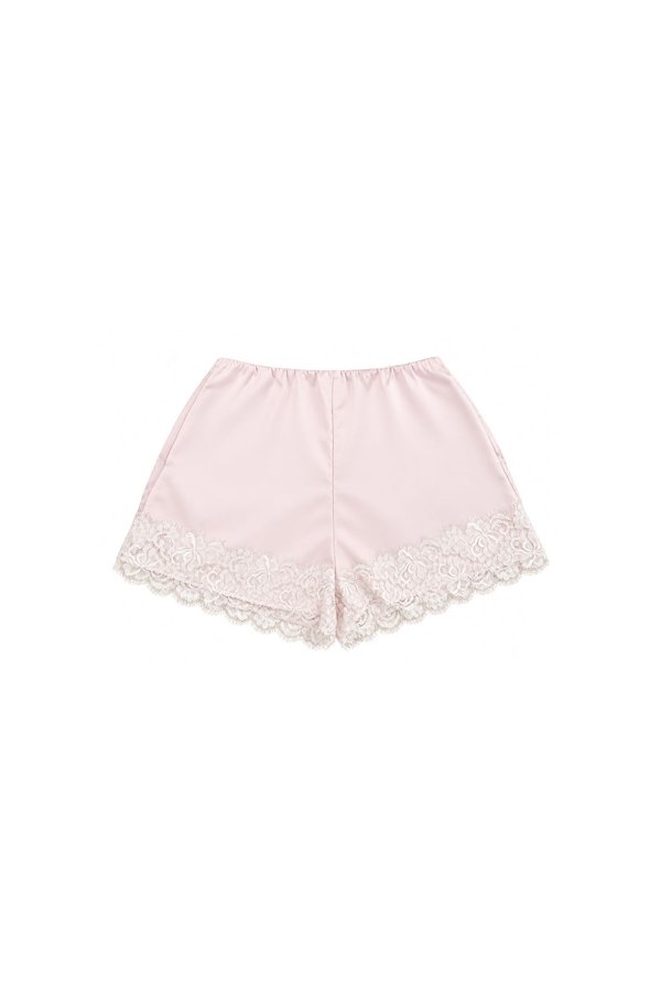 Lacey Lace Trim Co-ord Shorts in Pastel Pink