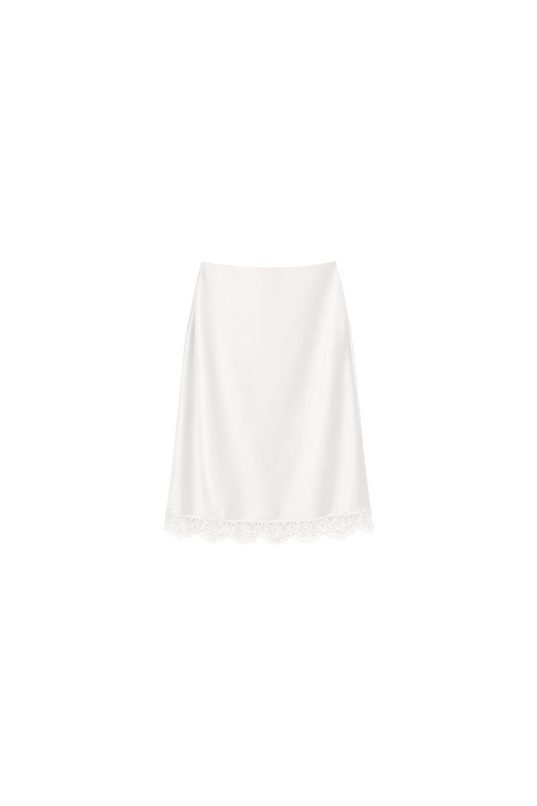 Maddy Midi Skirt With Lace Trim in White
