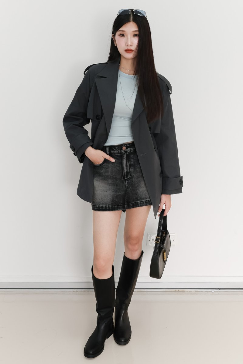 Tamie Trench Coat in Gunmetal