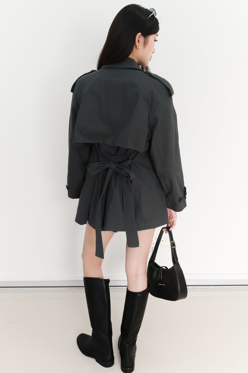 Tamie Trench Coat in Gunmetal