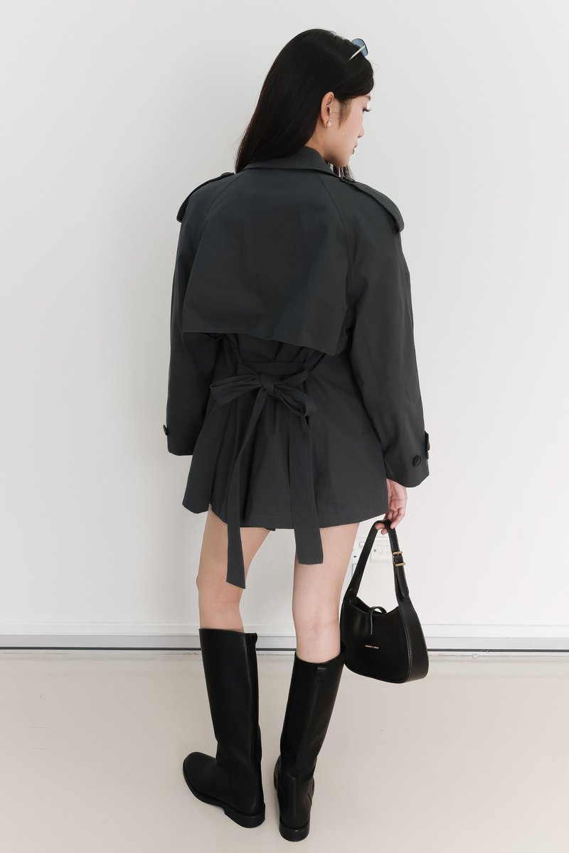 Tamie Trench Coat in Gunmetal