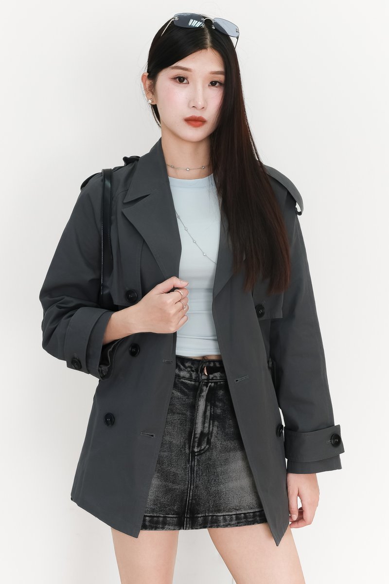 Tamie Trench Coat in Gunmetal