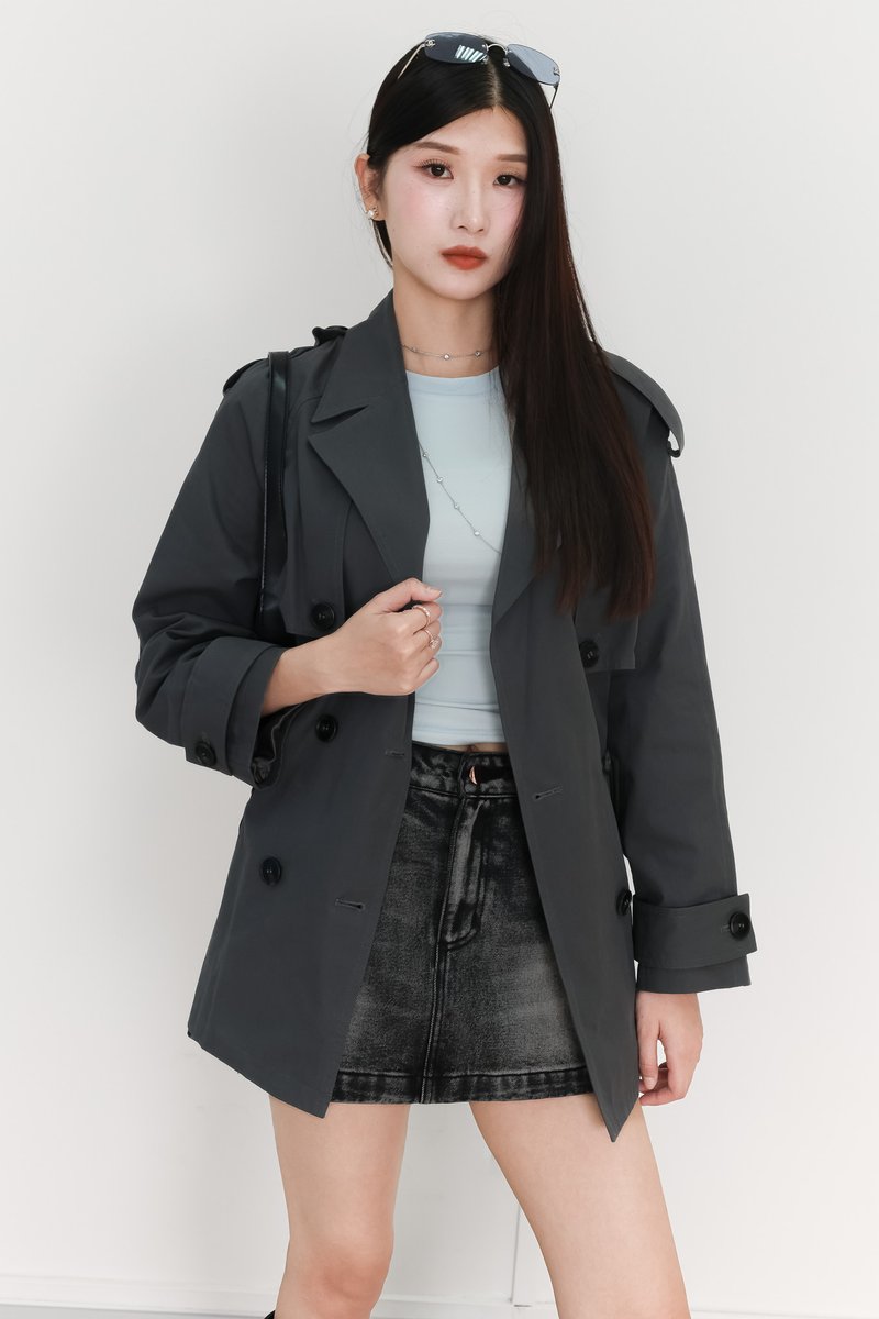 Tamie Trench Coat in Gunmetal