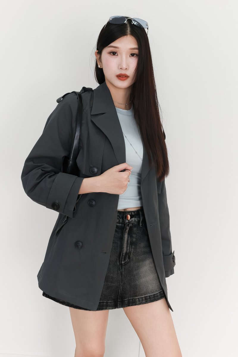 Tamie Trench Coat in Gunmetal