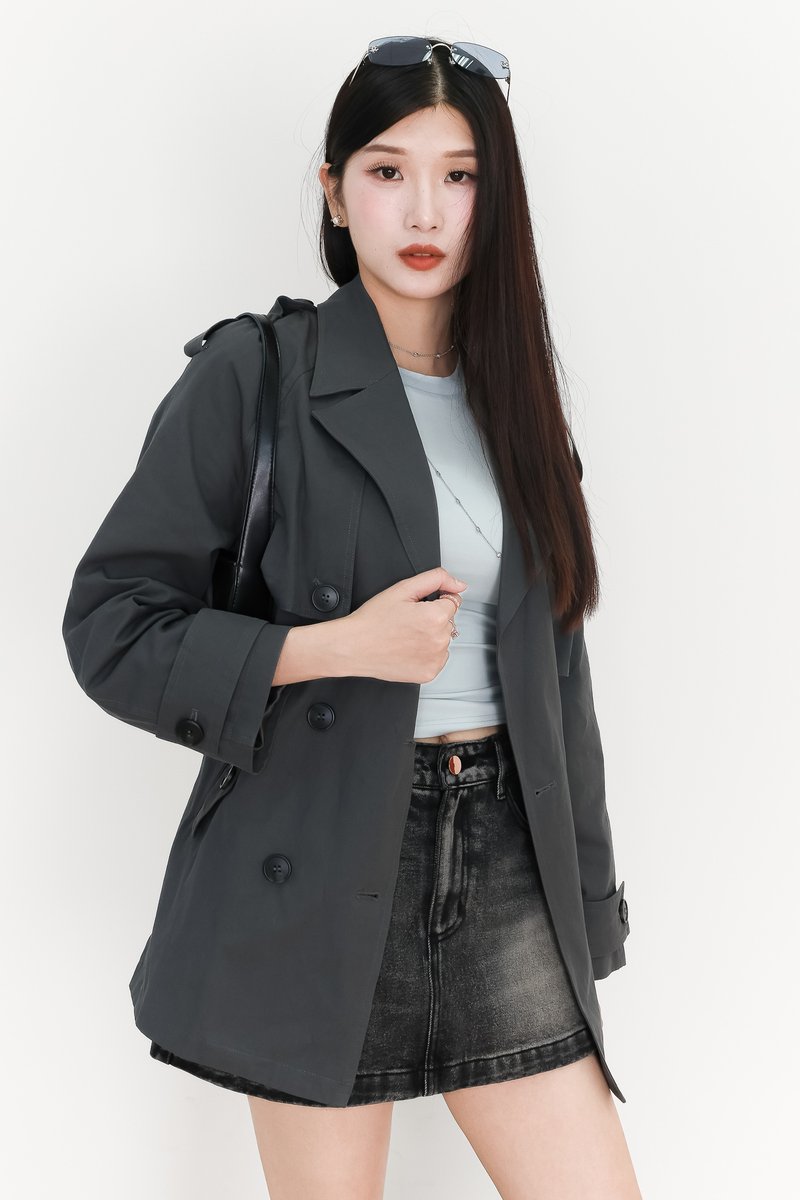 Tamie Trench Coat in Gunmetal