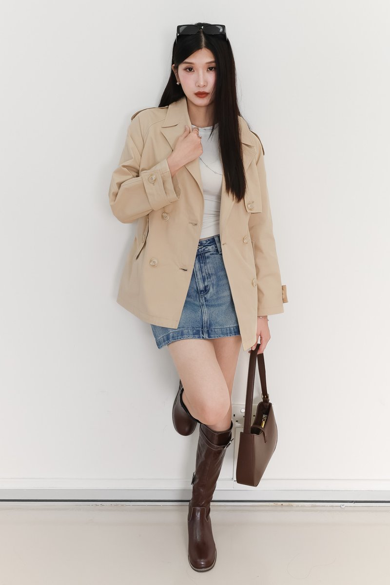 Tamie Trench Coat in Beige Khaki