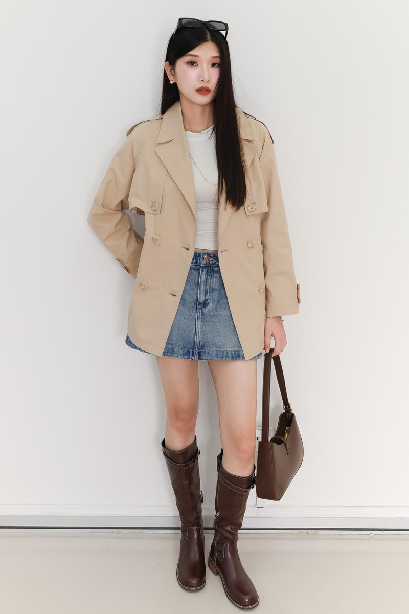 Tamie Trench Coat in Beige Khaki