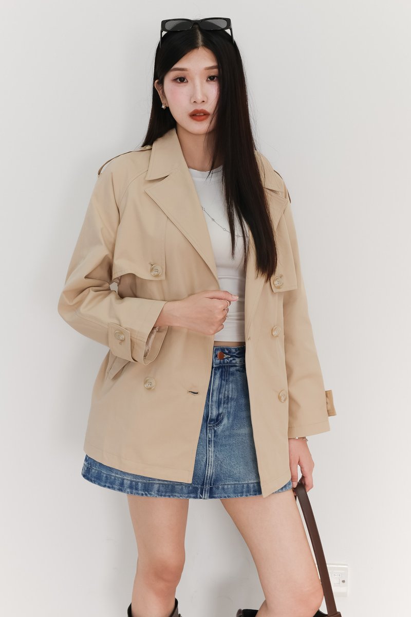 Tamie Trench Coat in Beige Khaki