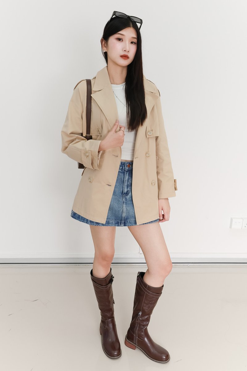 Tamie Trench Coat in Beige Khaki