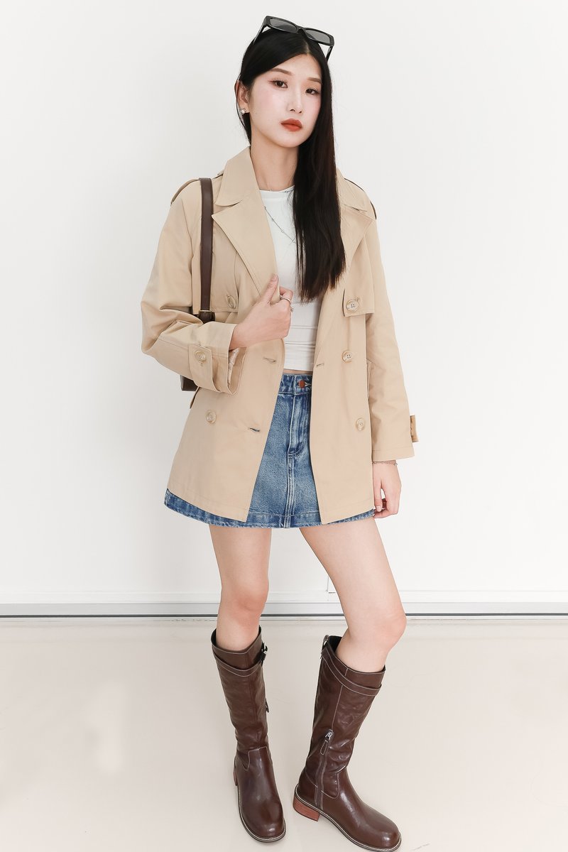 Tamie Trench Coat in Beige Khaki