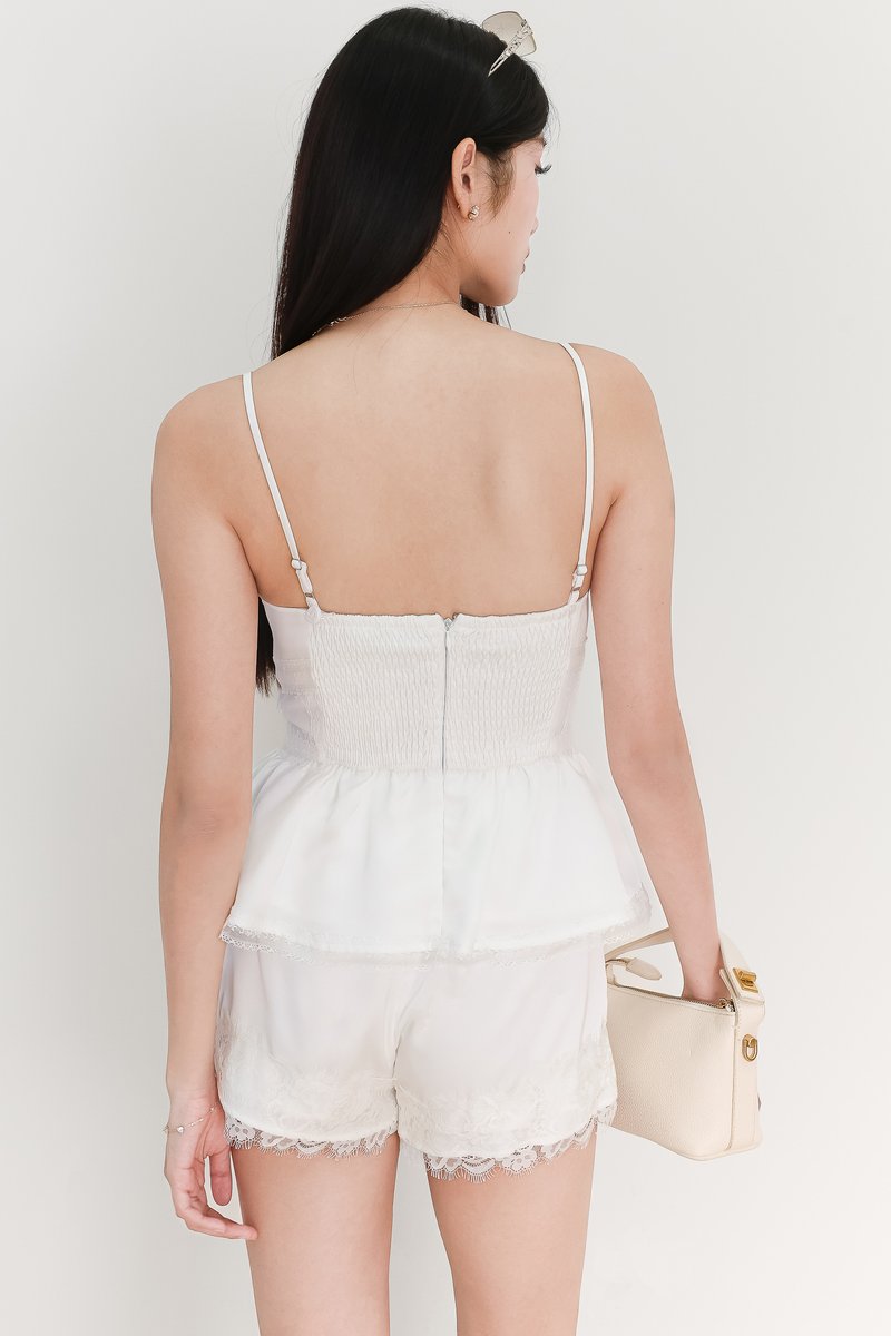 Lacey Lace Co-ord Peplum Top in White