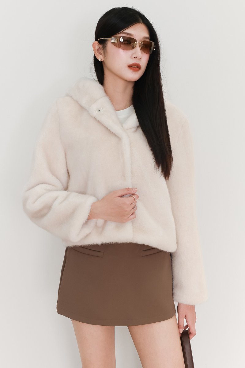 Fable Furry Jacket in Cream