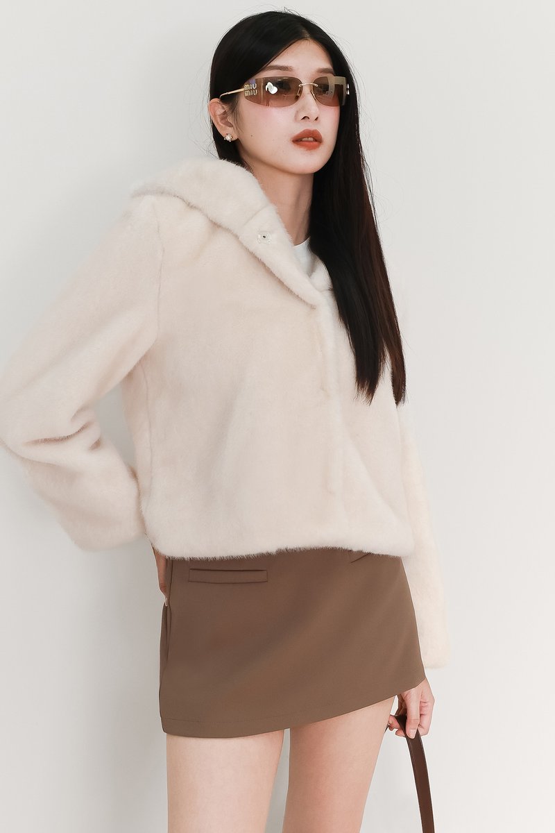 Fable Furry Jacket in Cream