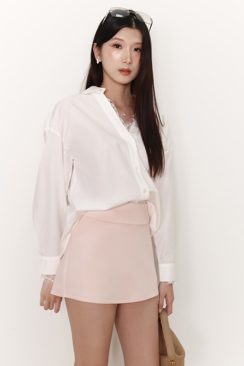 Carrine Co-ord Midwaist Skorts in Light Pink