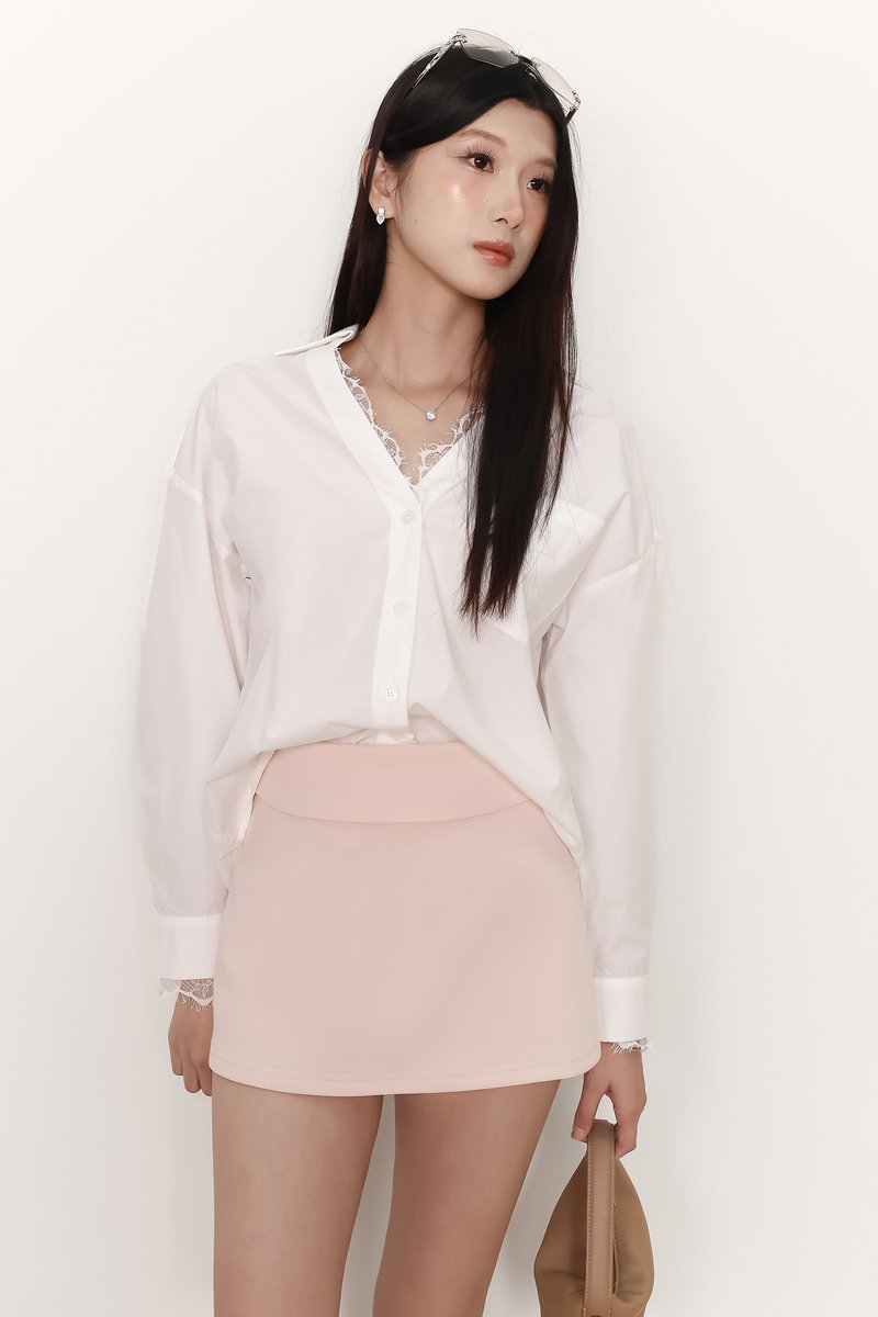 Loe Lace Trim Shirt in White