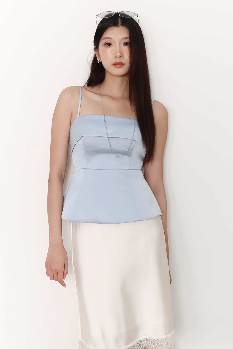 Paige Peplum Top in Light Blue