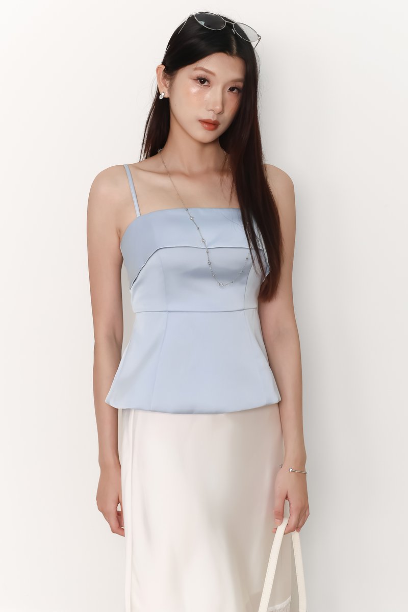 Paige Peplum Top in Light Blue