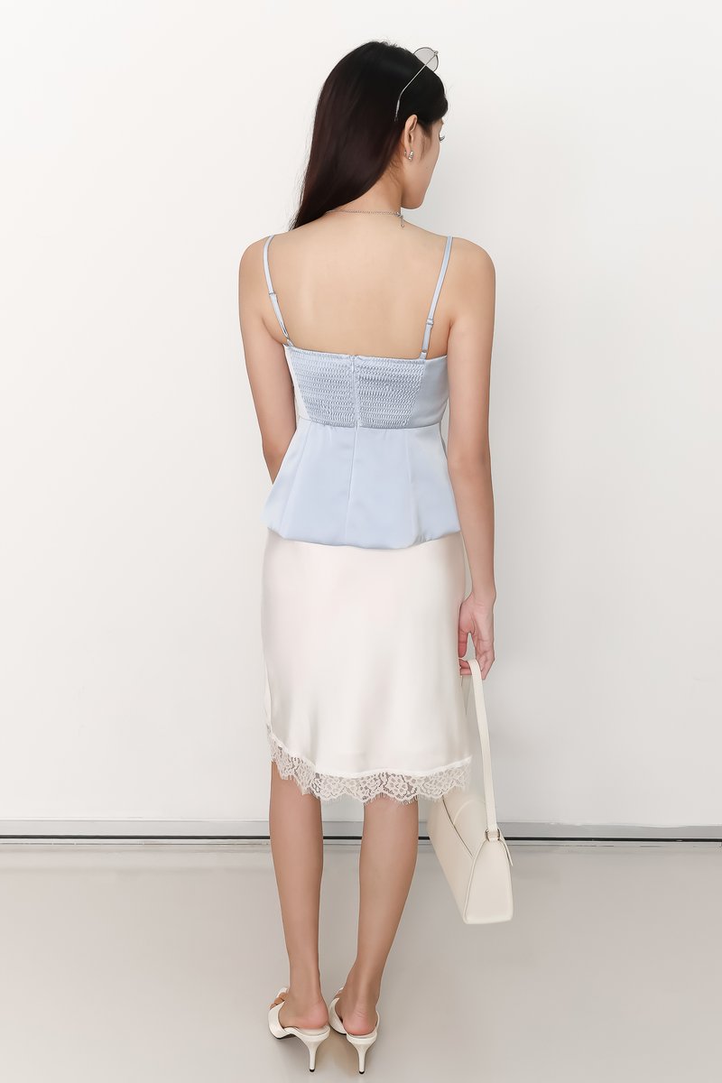 Maddy Midi Skirt With Lace Trim in White