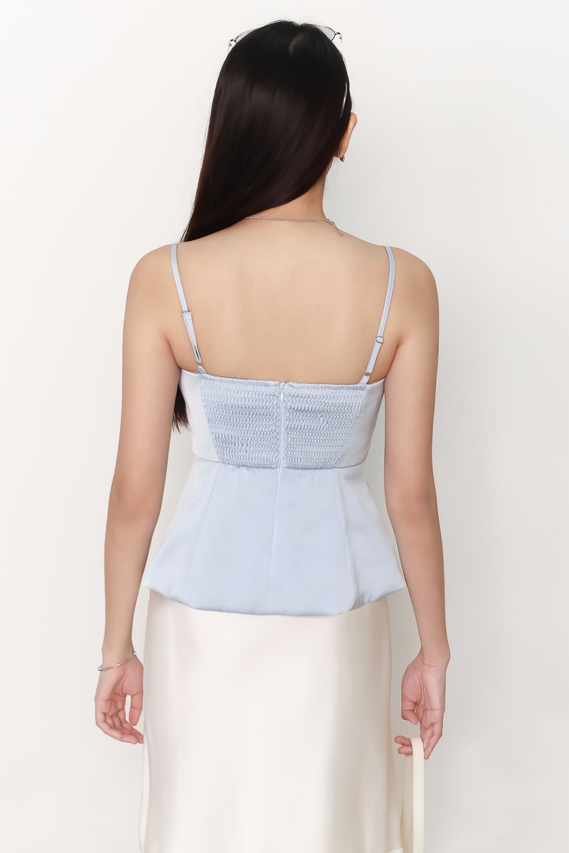 Paige Peplum Top in Light Blue