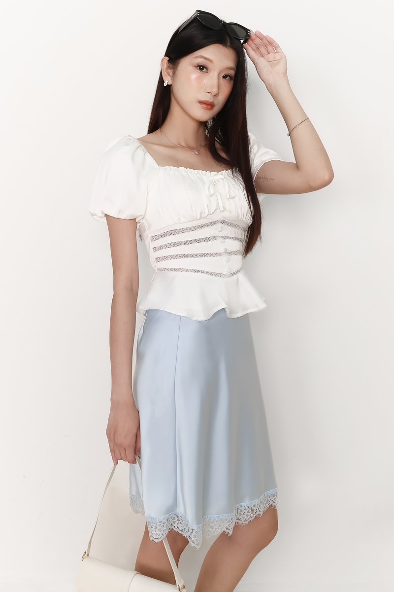 Perla Puffy Sleeved Top in White