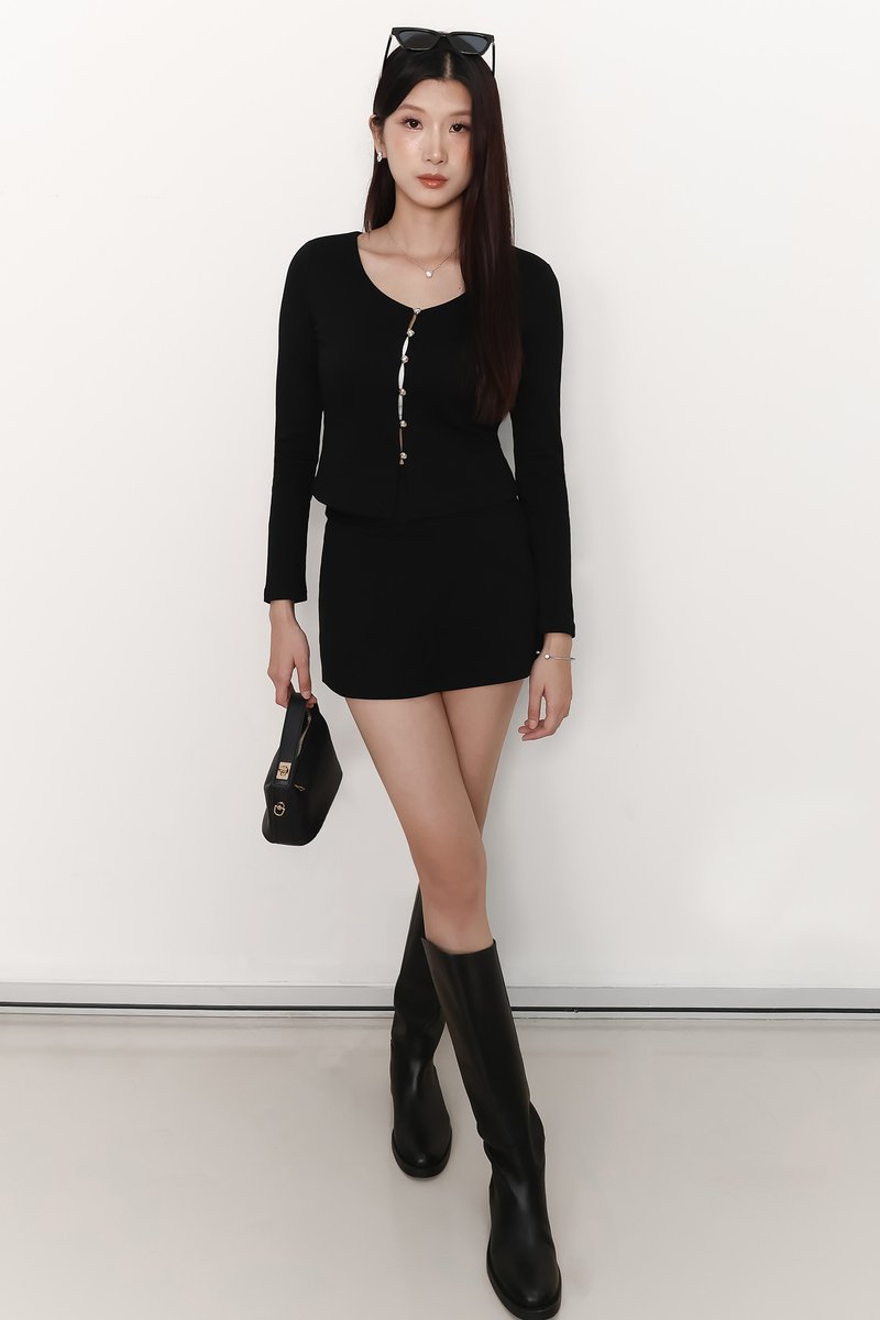 Caedi Cardigan Co-ord Set in Black