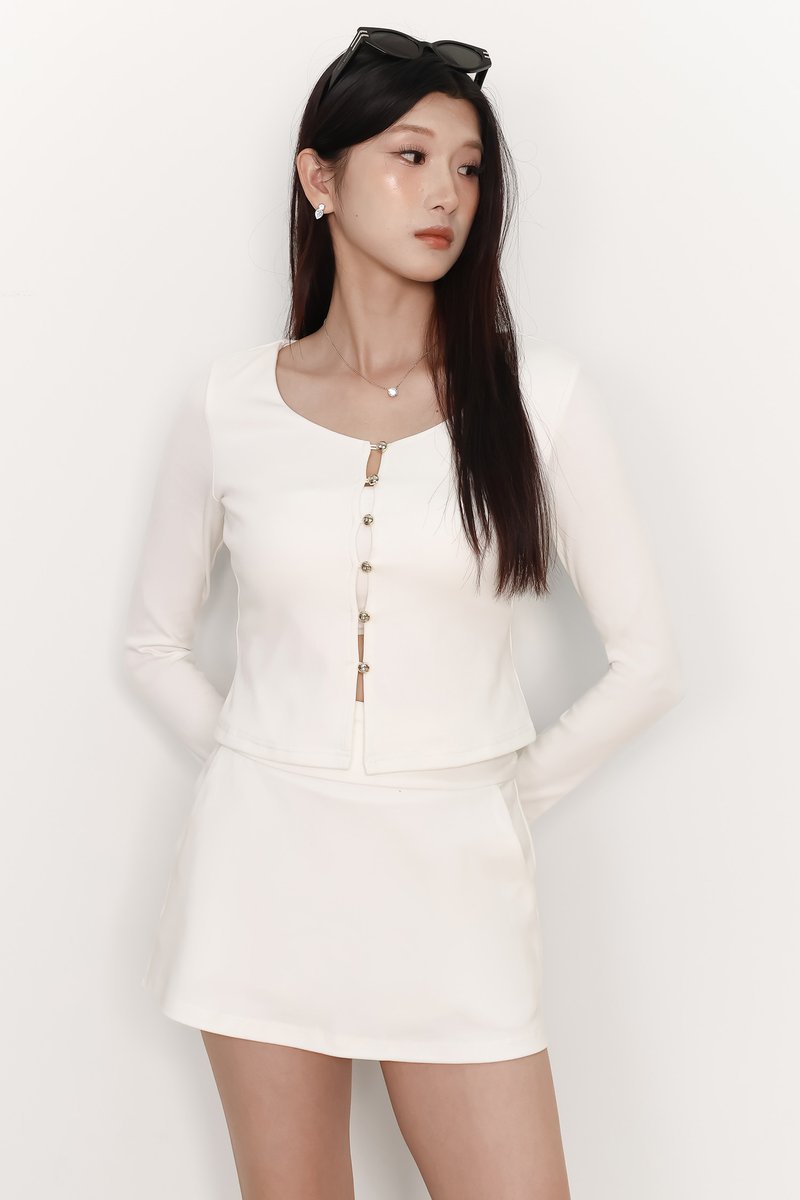 Caedi Co-ord Cardigan Top in White